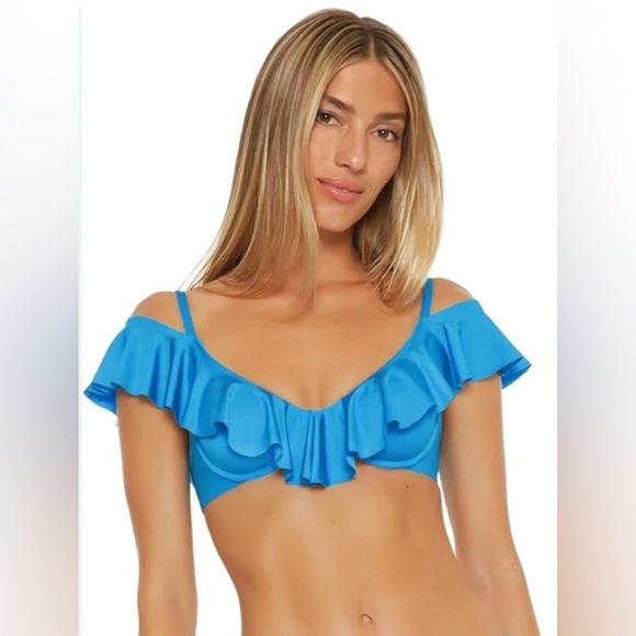 NWT [Trina Turk] Monaco Ruffled Underwire Bikini Top in Adriatic Blue Women’s 12 - Picture 6 of 11